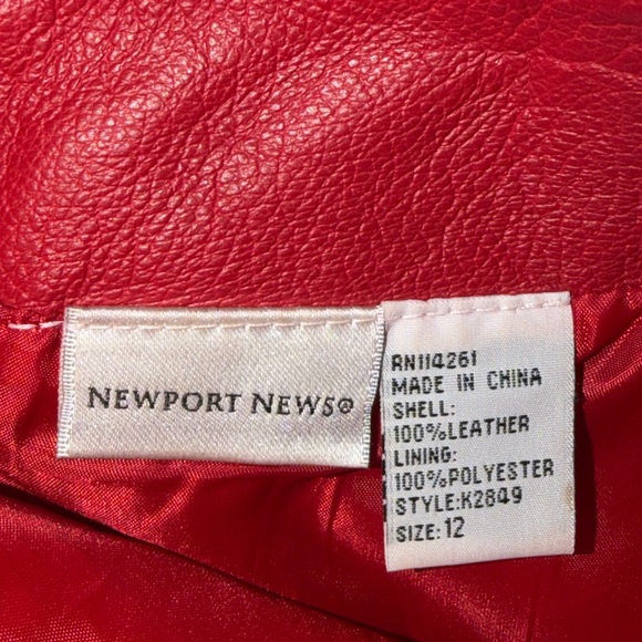 Newport News Red Leather Skirt Size 12 - Picture 2 of 2